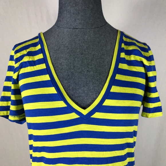 J. Crew Women's Size S Blue & Yellow Stripped top - Picture 2 of 8